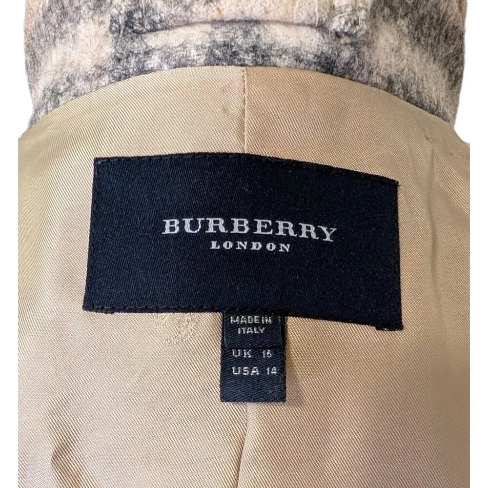 Burberry Nova Check Plaid Wool Double Breasted Long Coat Beige Navy Red 14 - Picture 8 of 11
